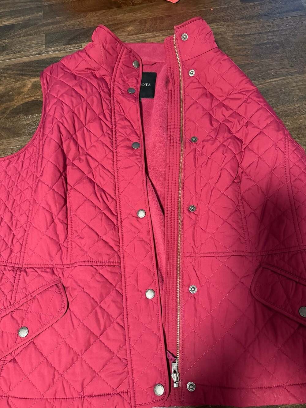 Talbots Fleece Lined Quilted Vest Pink XL